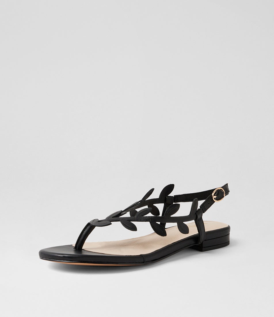 Kamari Black Leather Thongs