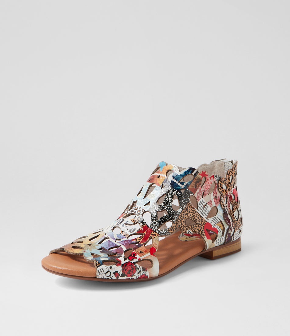 Pietro Collage Print Patent Leather Sandals Pietro Collage Print Patent Leather Sandals