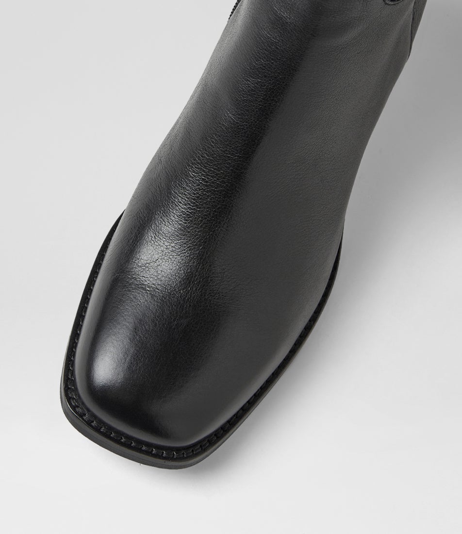 Amies Black Leather Knee High Boots