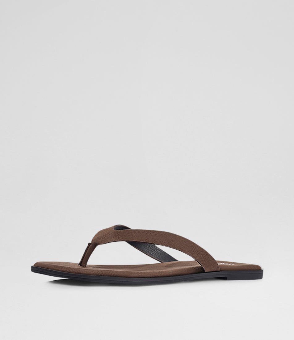 Sascha Chocolate Brown Microsuede Thongs