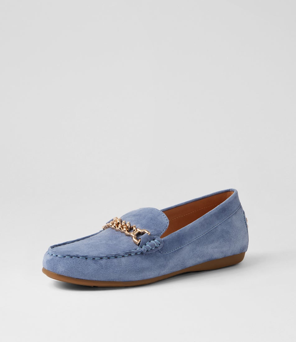 Eroll Soft Blue Suede Flat Shoes