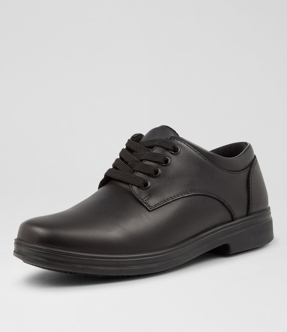 Solace Junior Matte Black Leather Lace Up Shoes
