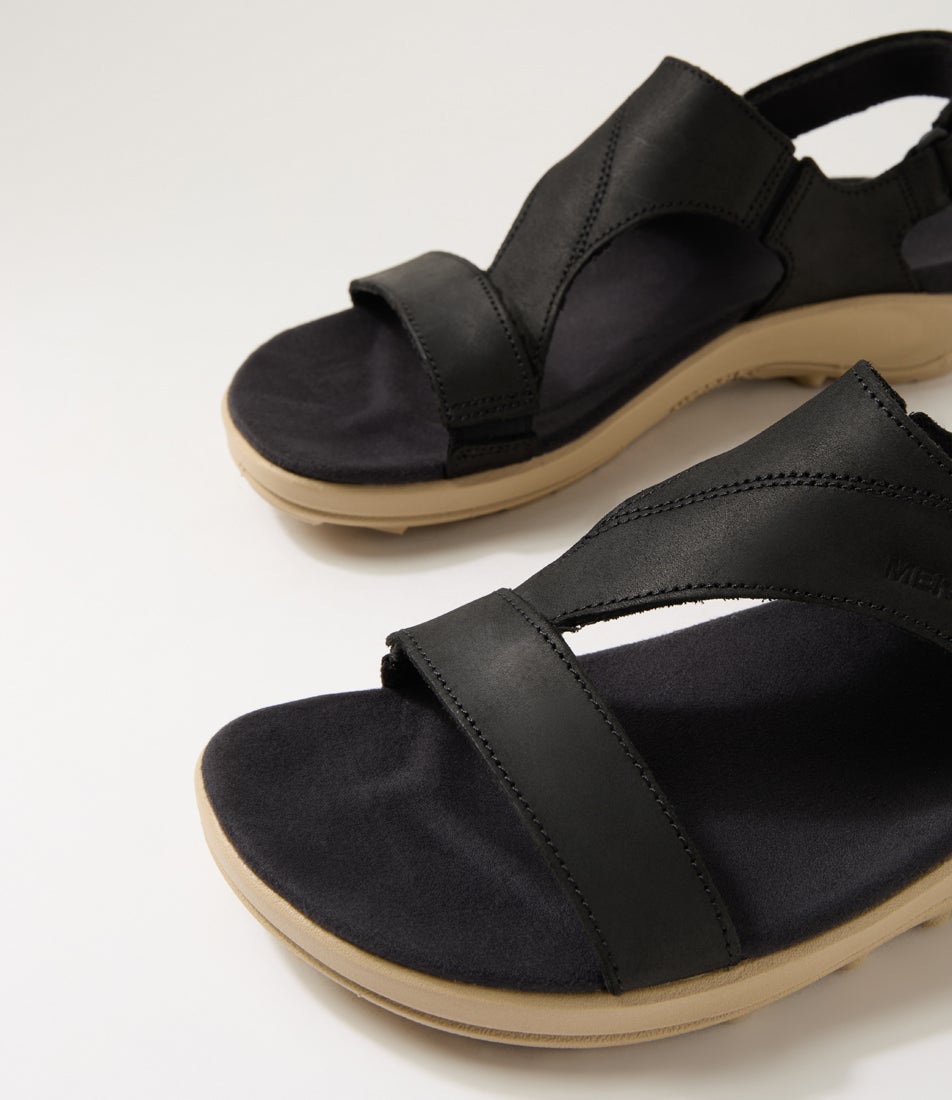 District 4 Luxe Backstrap Black Leather Sandals