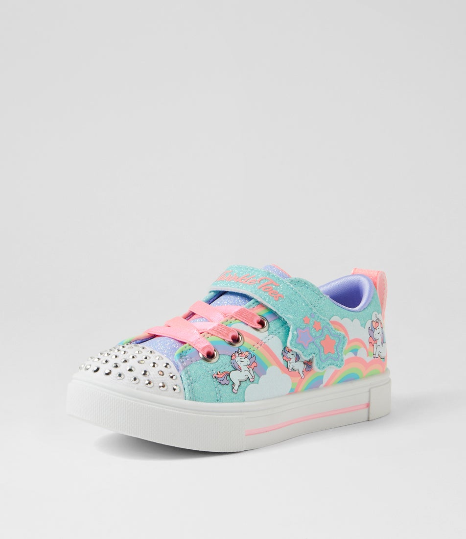 Twinkle Sparks Toddler Turquoise Multi Fabric Sneakers