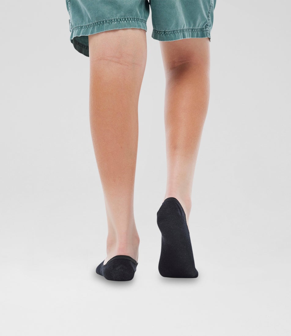 3 Pack Invisible Black Cotton Socks