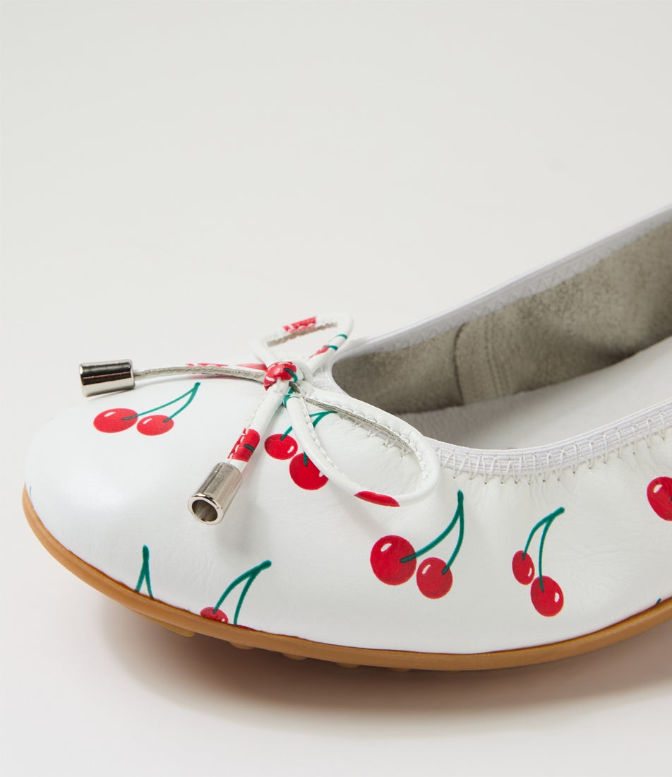 Belin Cherry Print Leather Ballet Flats