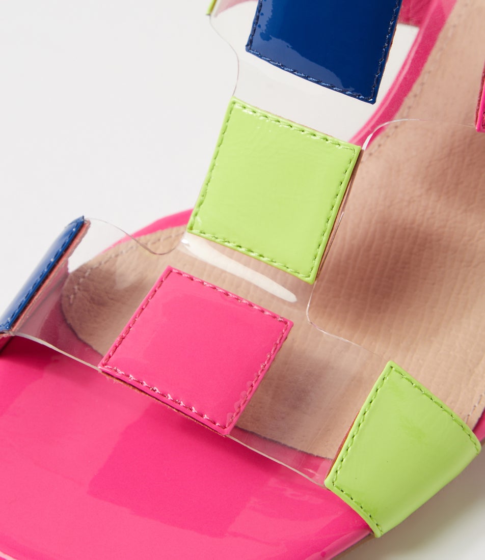 Melinas Candy Pink Multi Patent Leather Sandals