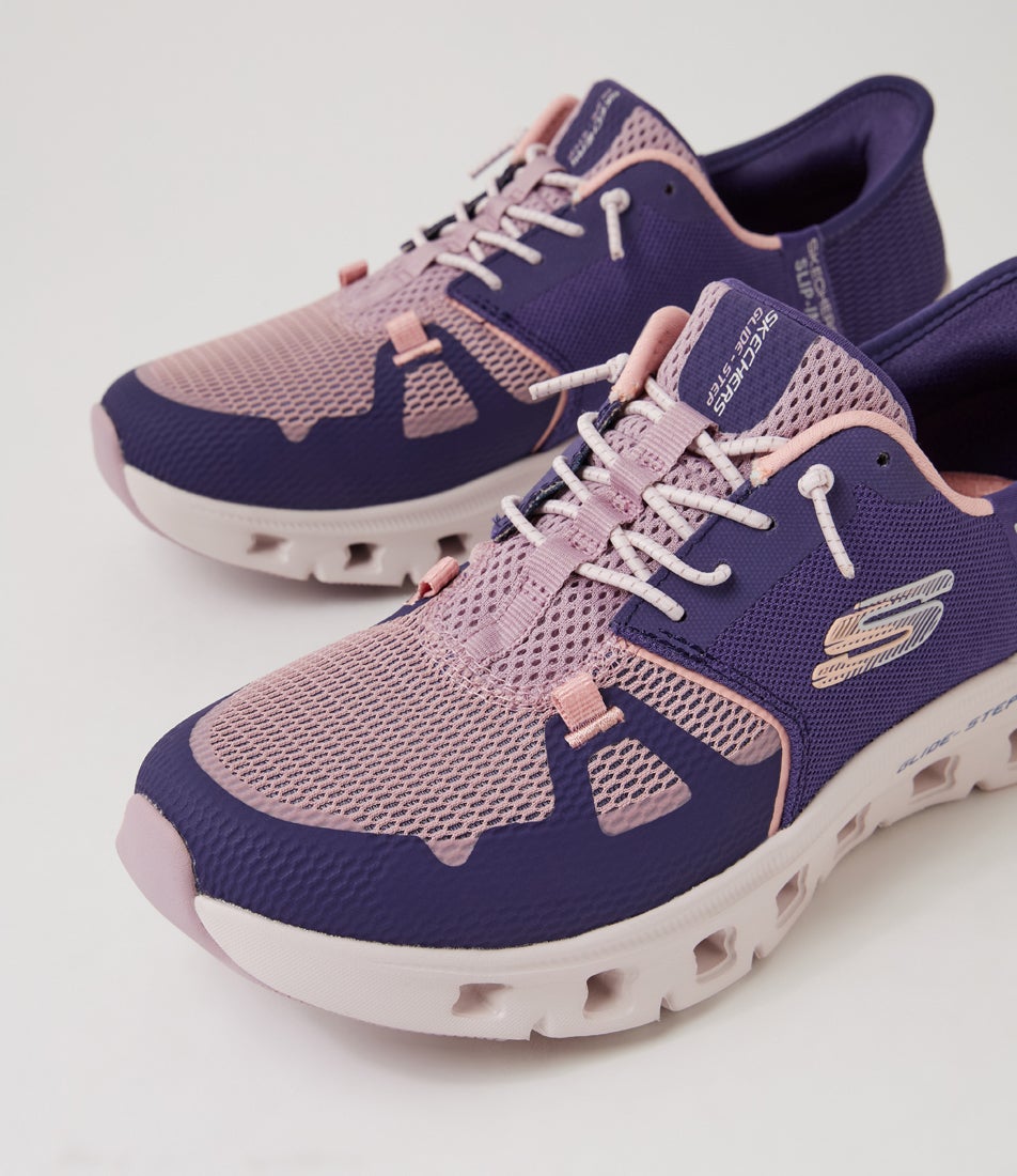 Glide-Step Pro Slip Ins Purple Coral Fabric Sneakers