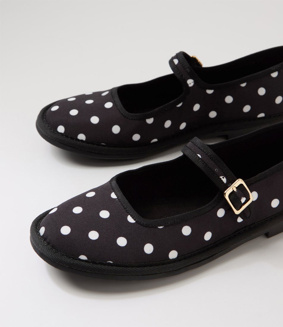Lairoys Black White Spot Fabric Flat Shoes Lairoys Black White Spot Fabric Flat Shoes