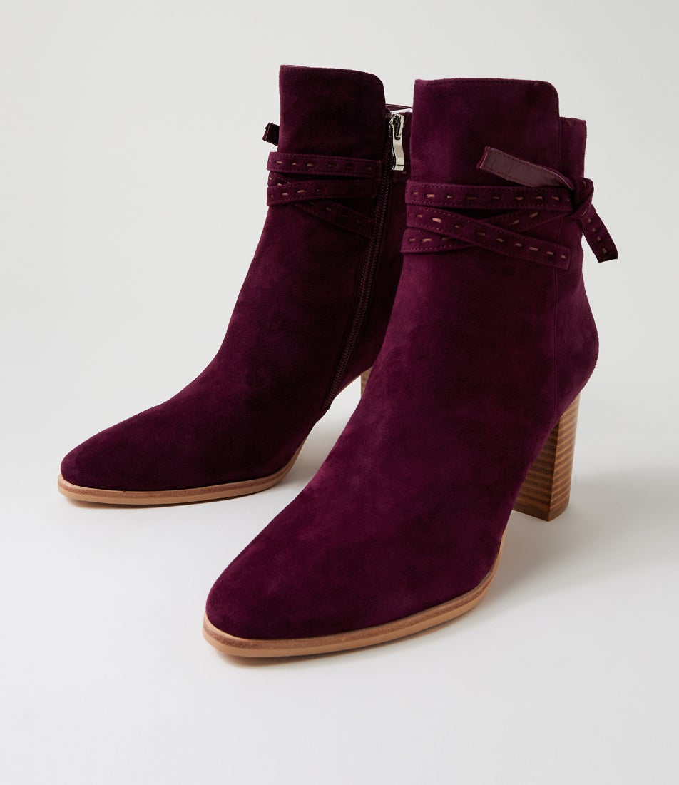 Adaire Burgundy Suede Ankle Boots