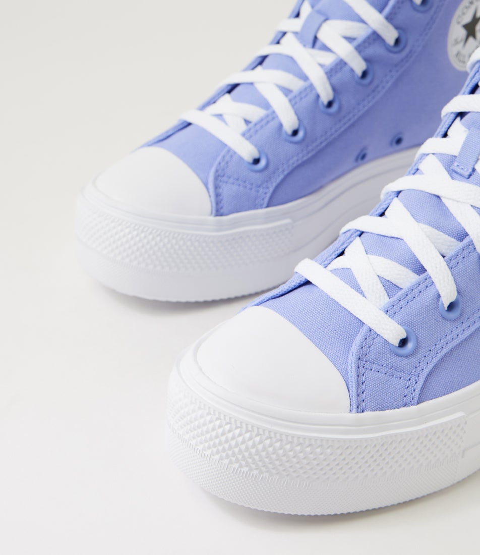 Day One Platform Very Peri White Canvas Sneakers