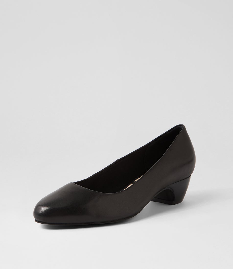 Navya Black Leather Heels