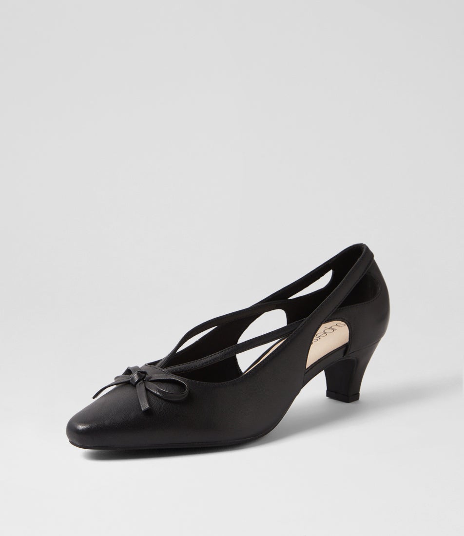 Lantana Black Leather Heels