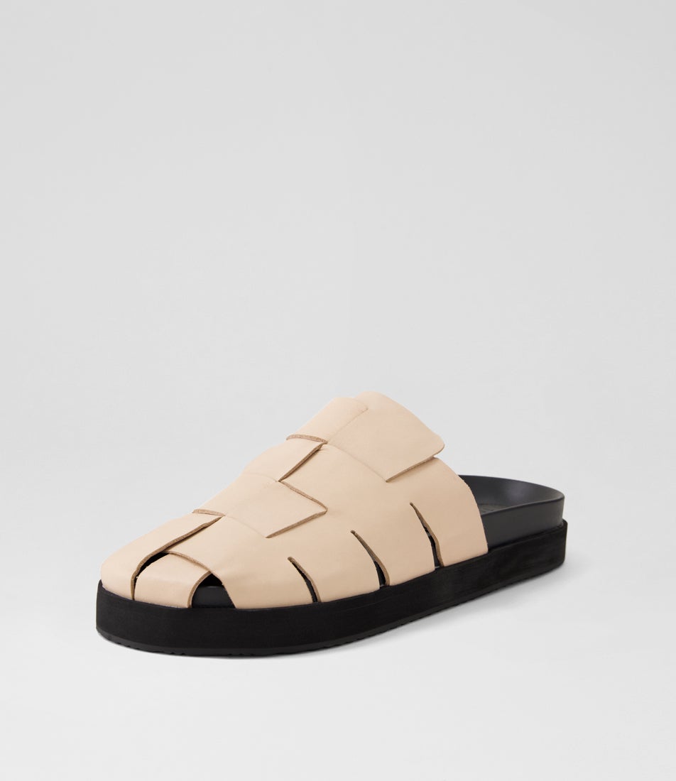 Dune Oyster Leather Mules
