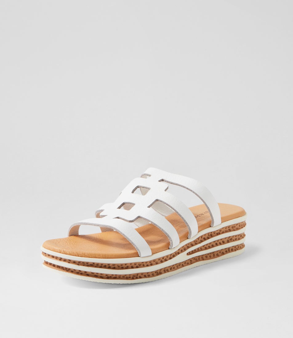 Colettes White Leather Slides