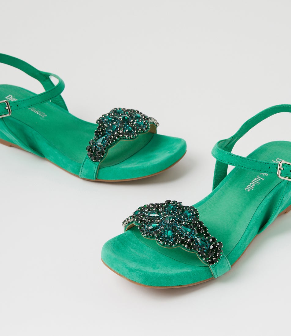 Wulter New Emerald Suede Jewels Sandals