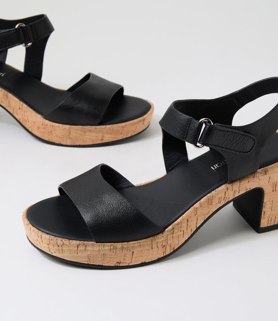 Bollings Black Cork Leather Sandals