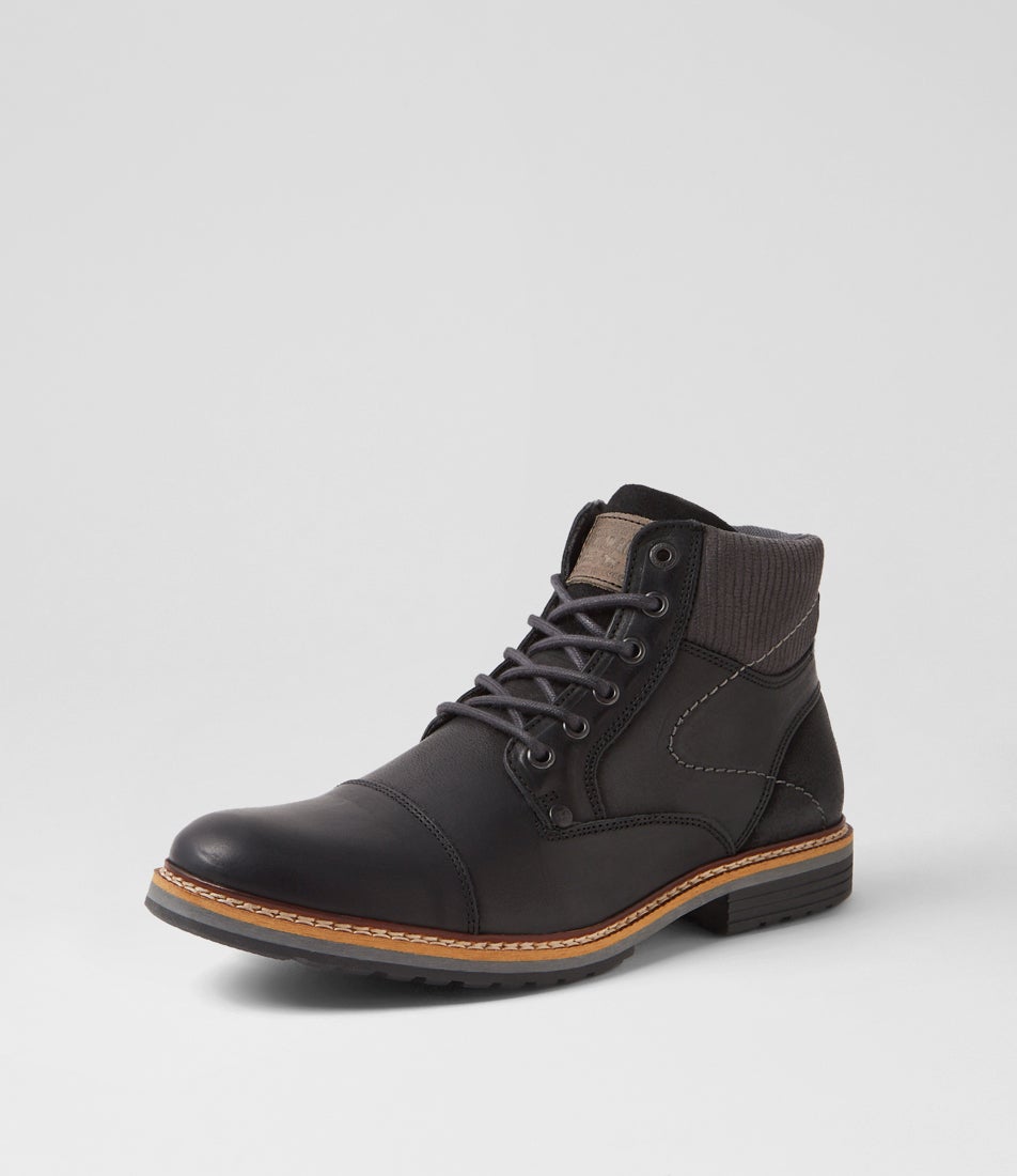 Cradle Black Leather Lace Up Boots