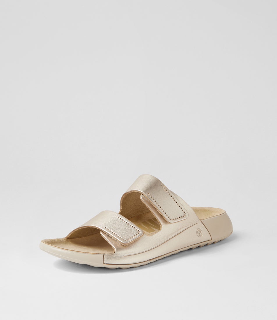 Cozmo W Pure White Gold Leather Slides
