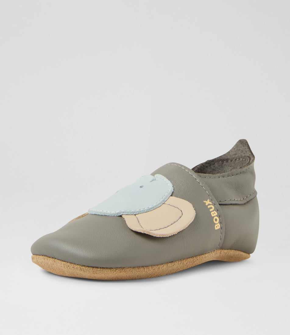 Ss Elephant Infant Grey Leather Flat Shoes