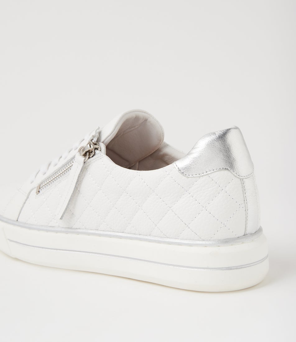Kozie W White Silver Tumble Leather Sneakers Kozie W White Silver Tumble Leather Sneakers