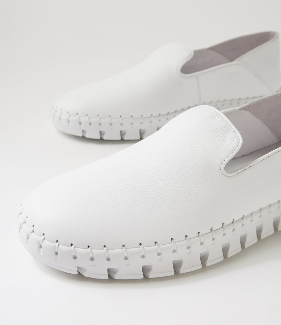 Kearies White Leather Flat Shoes