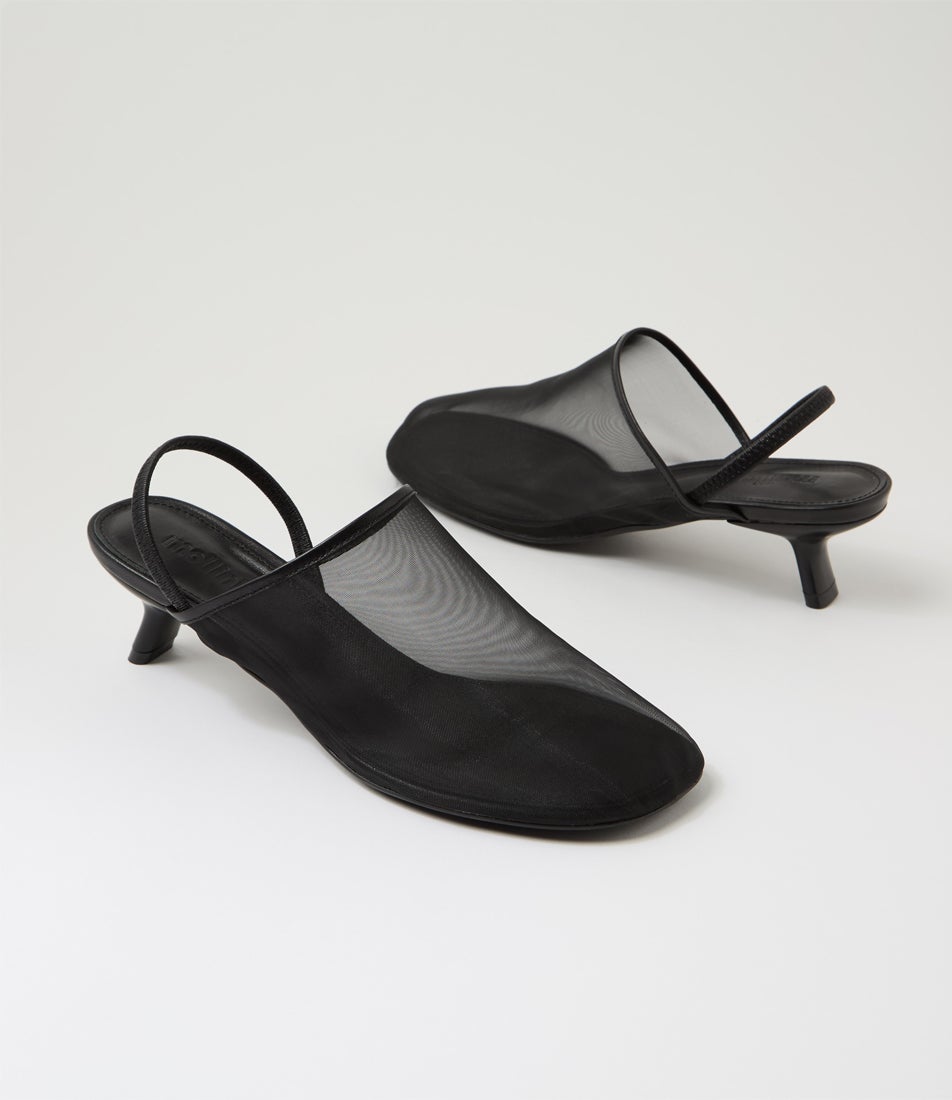 Ican Black Mesh Leather Heels Ican Black Mesh Leather Heels