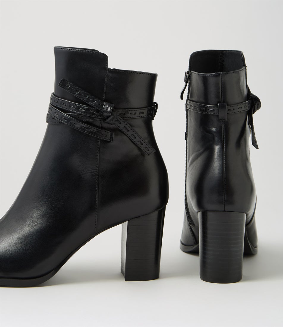 Adaire Black Leather Ankle Boots