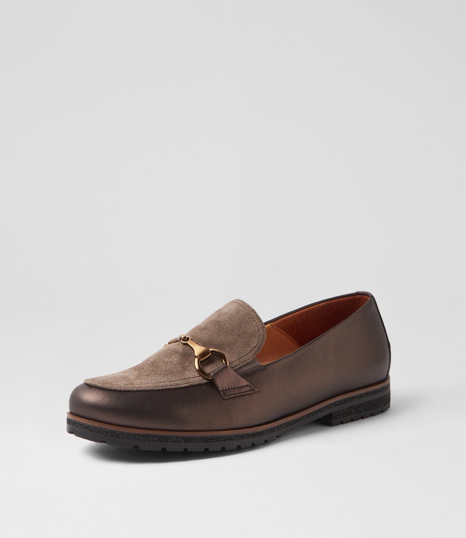 Vaani Bronze Mohair Leather Suede Loafers