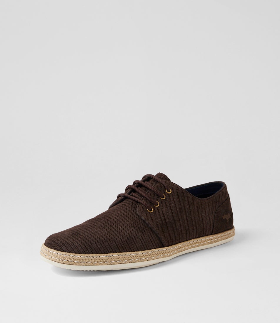 Checker Brown Suede Lace Up Flats