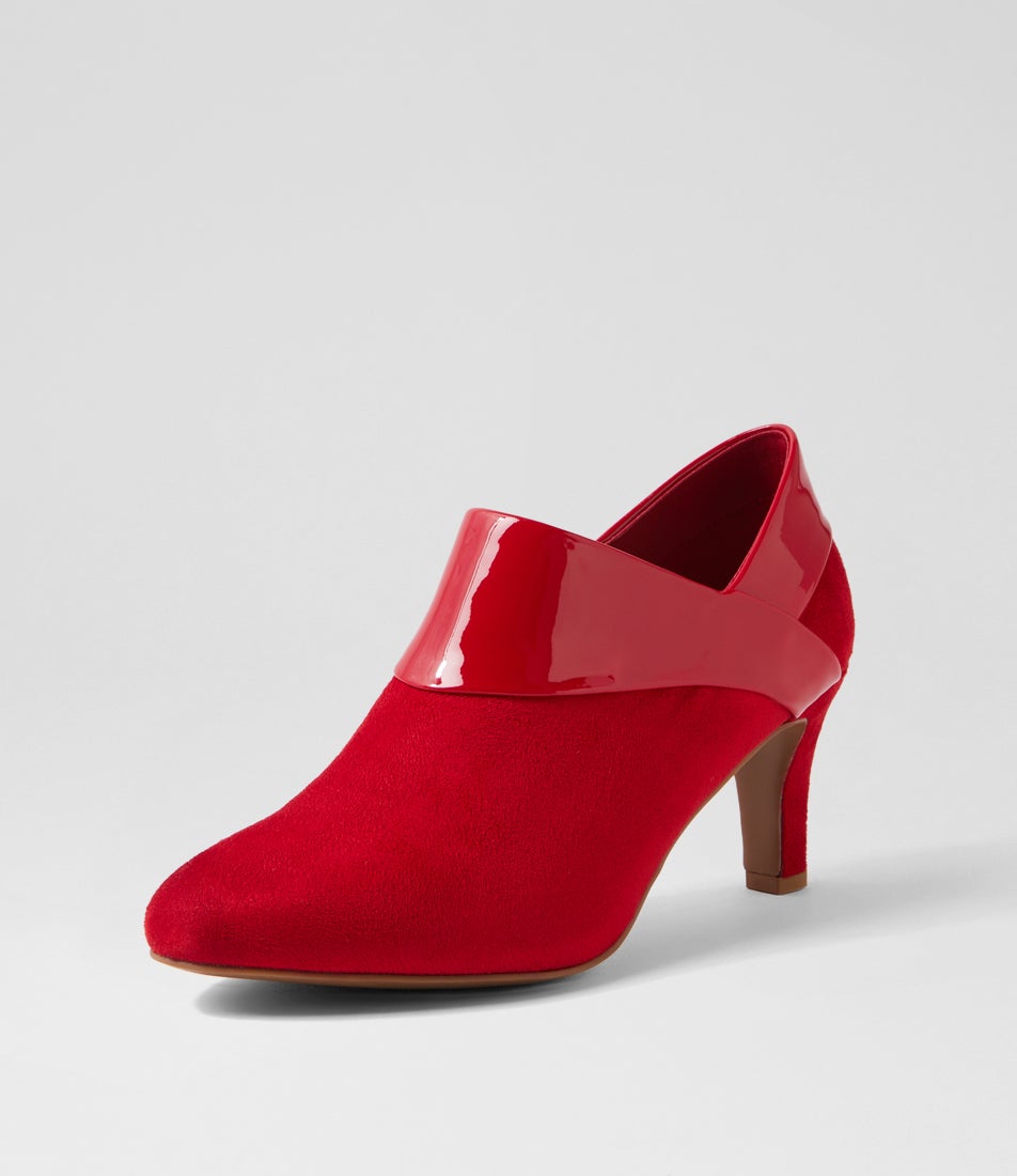 Ilonda W Dark Red Microsuede Patent Pu Heels Ilonda W Dark Red Microsuede Patent Pu Heels
