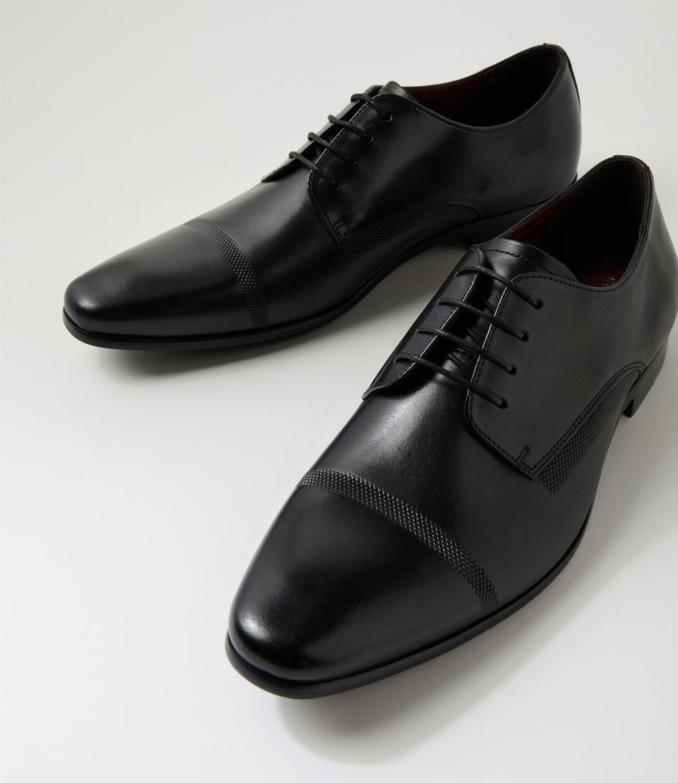 Juke Black Leather Lace Up Flats