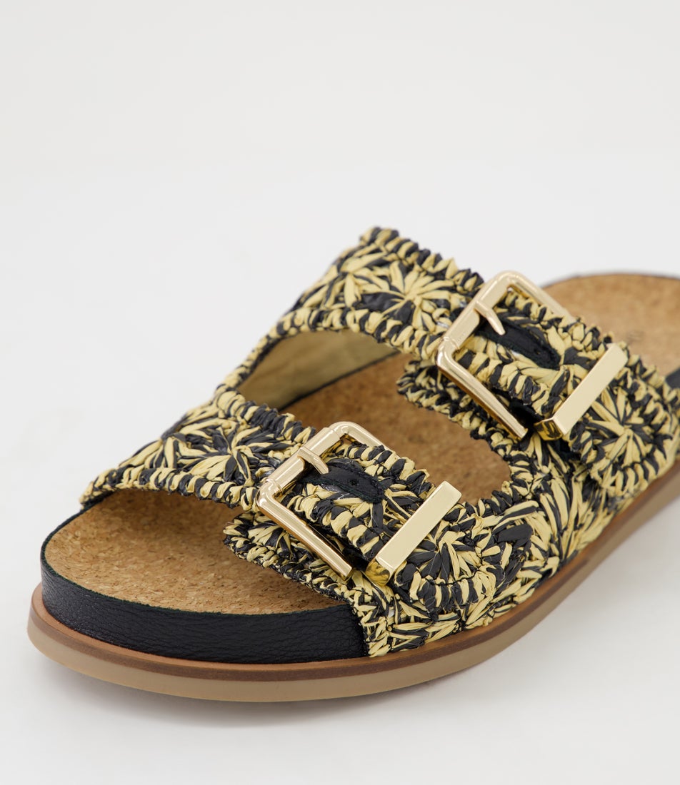Quipp Black Natural Fabric Slides