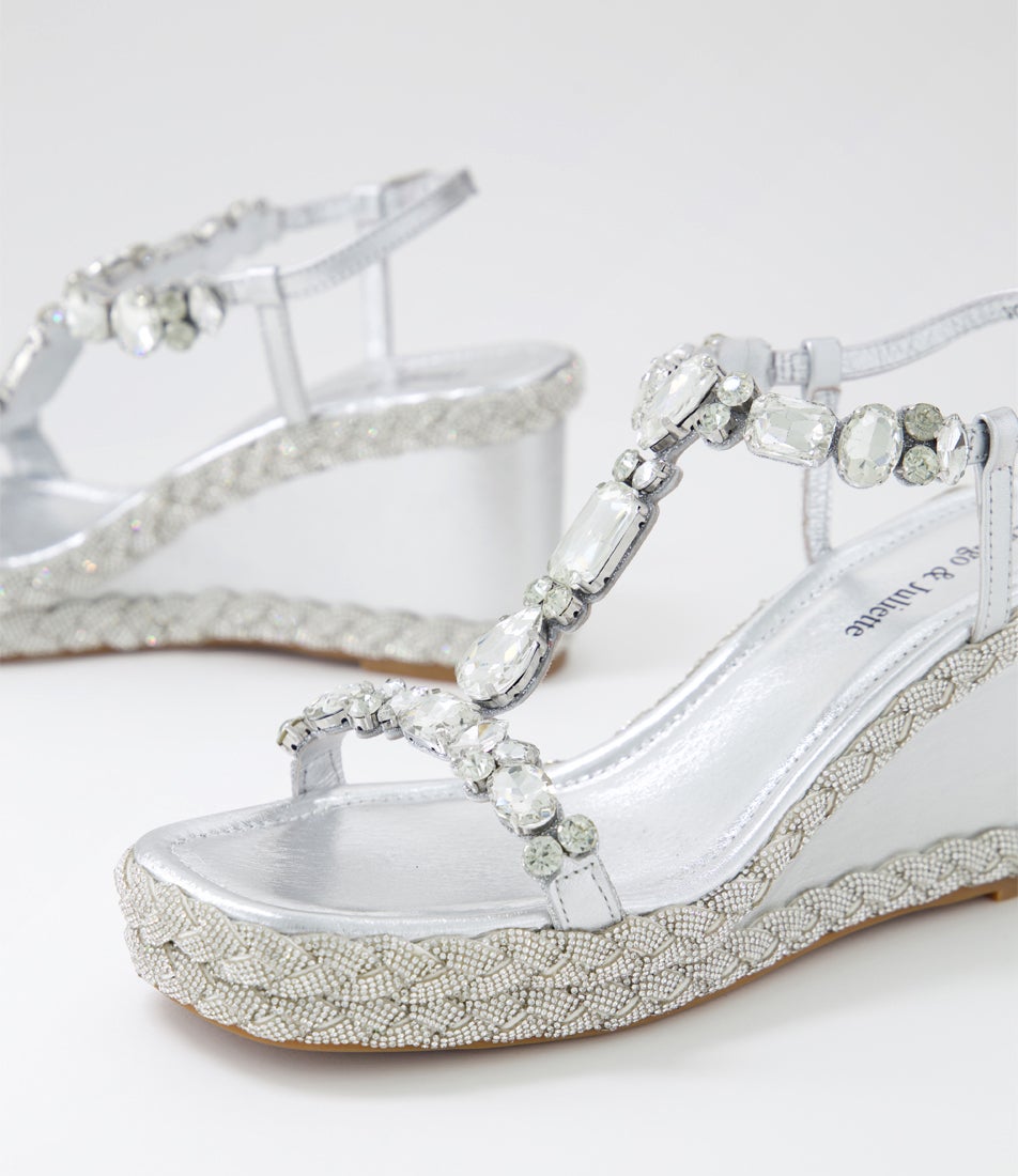 Vontey Silver Leather Jewels Sandals