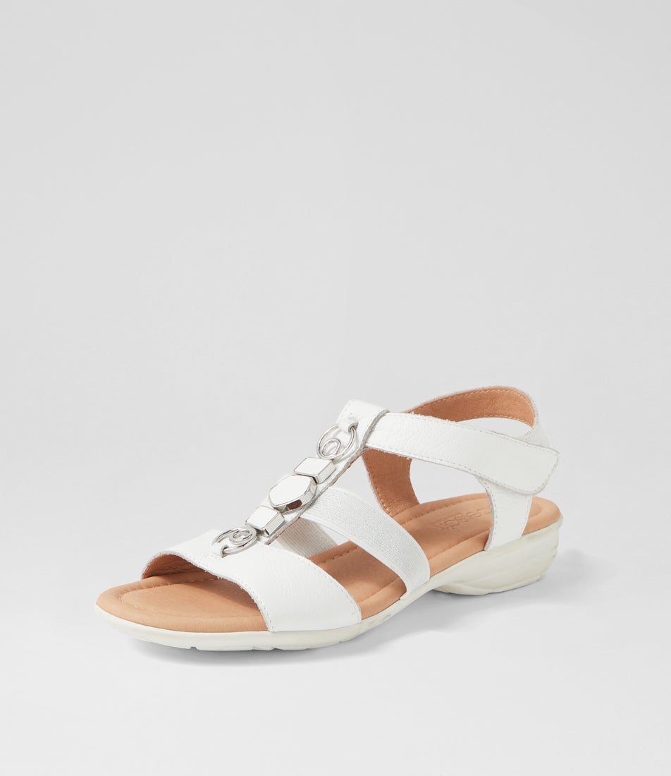 Bartie White Leather Sandals