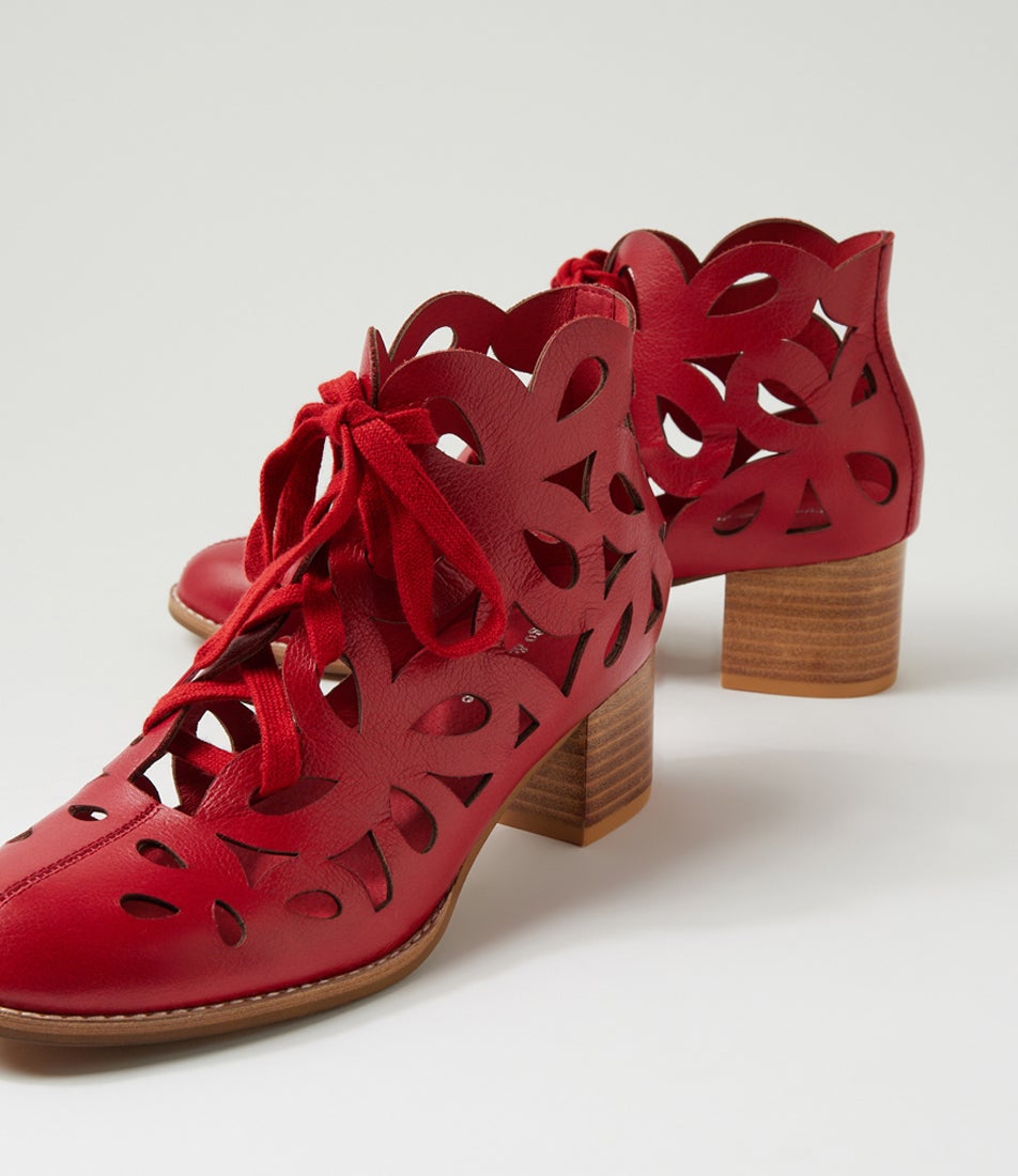 Yavor Dark Red Leather Lace Up Boots