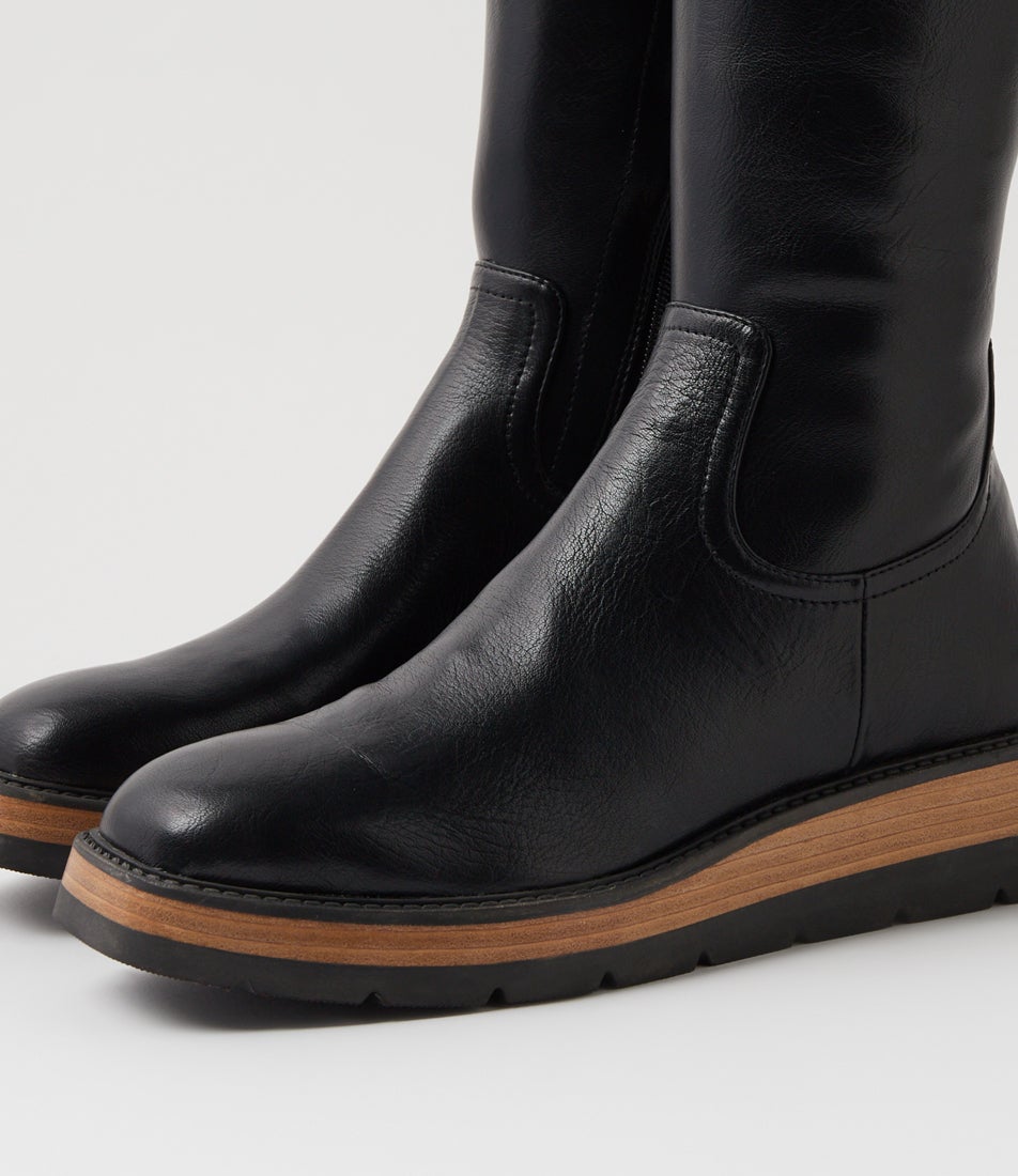 Terriny Black Nat Stretch Knee High Boots