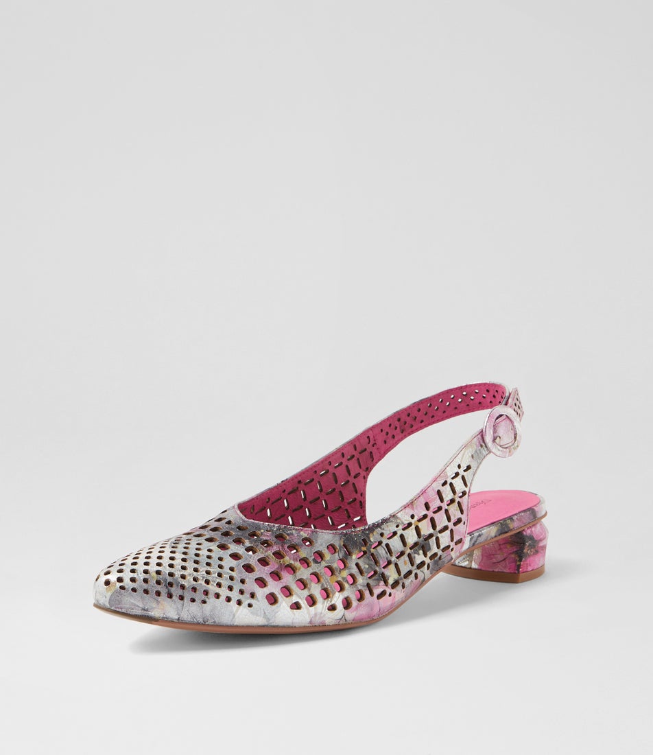 Fabbi Pink Black Metal Leather Mules