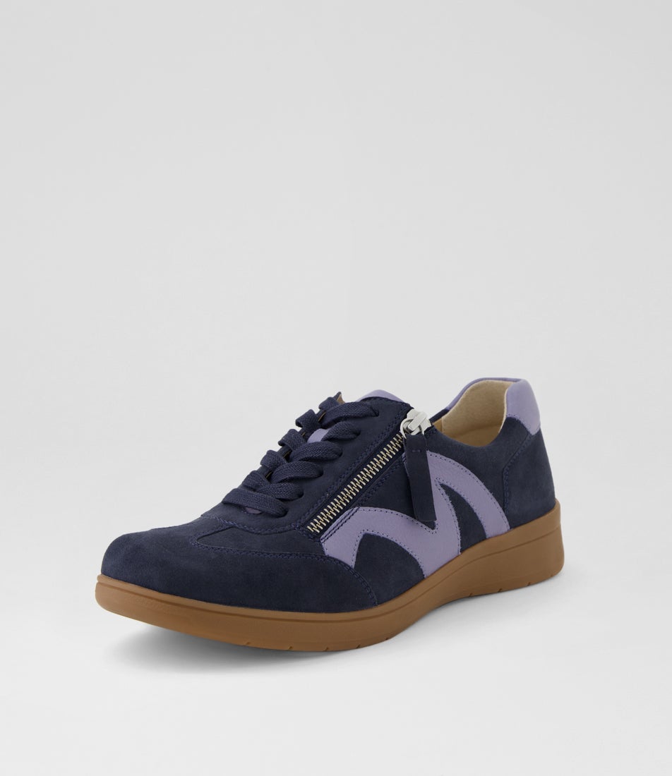 Abigalie D Steel Blue Grey Suede Leather Sneakers