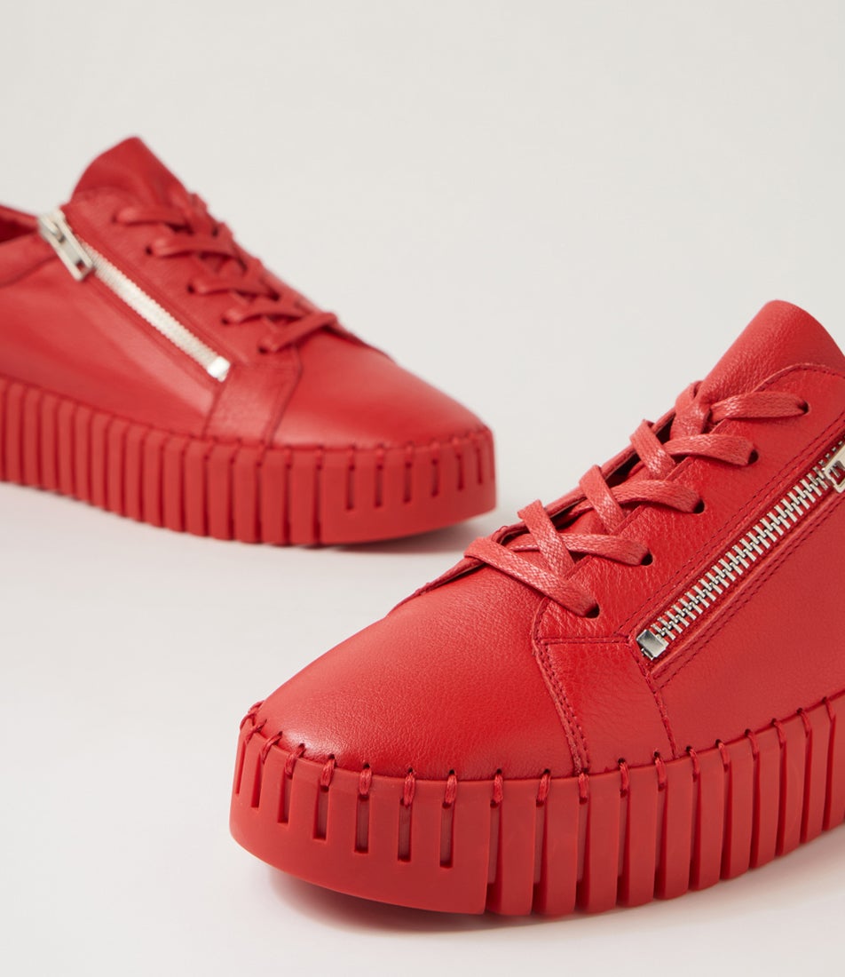 Bump Red Leather Sneakers