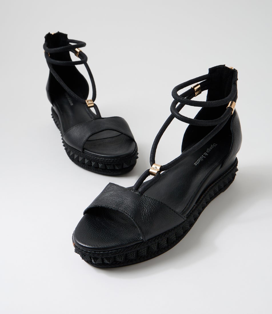 Miora Black Leather Sandals
