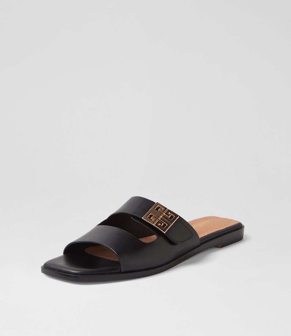Lassal Black Leather Slides