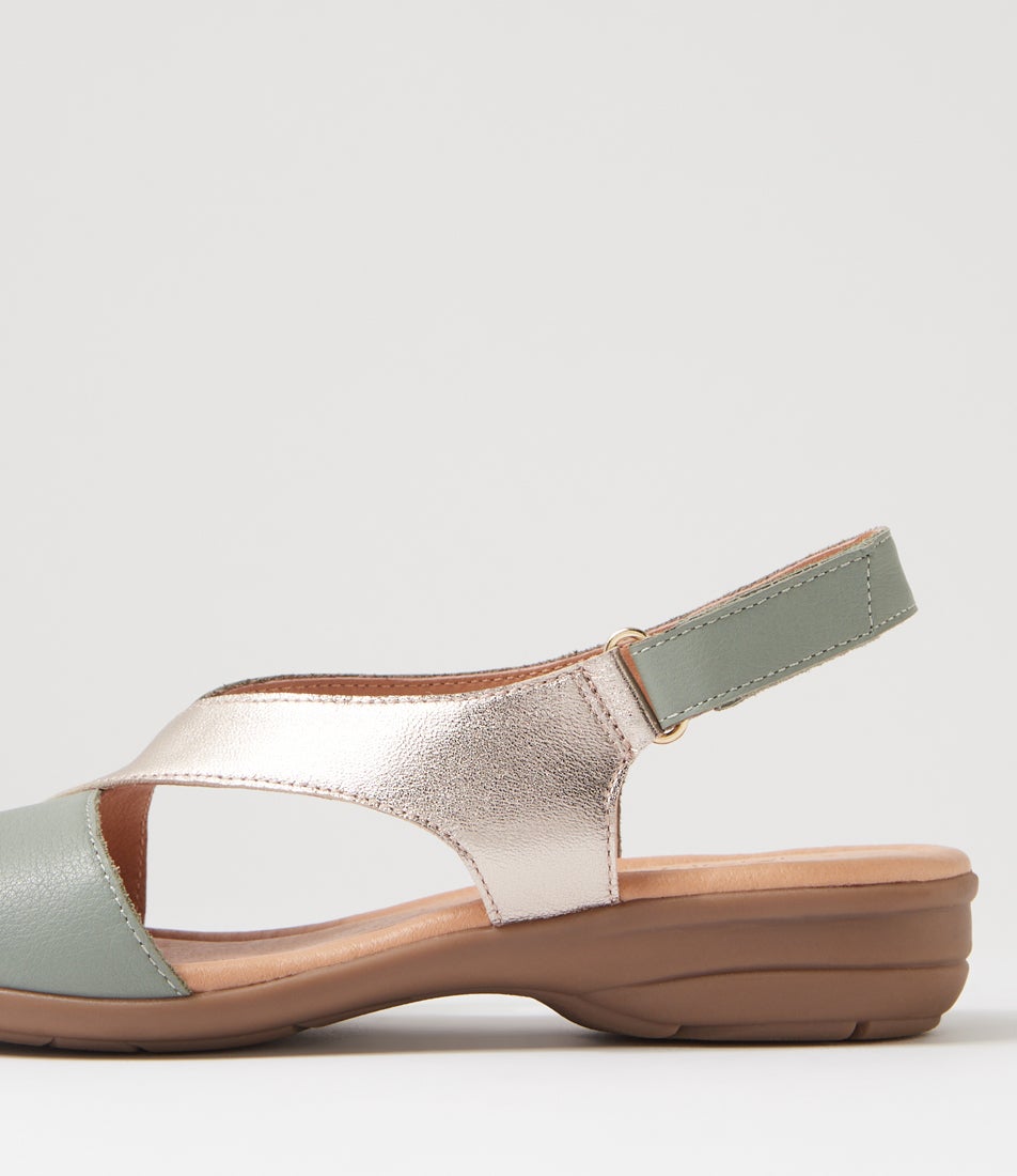 Bensin Sage Platinum Leather Sandals