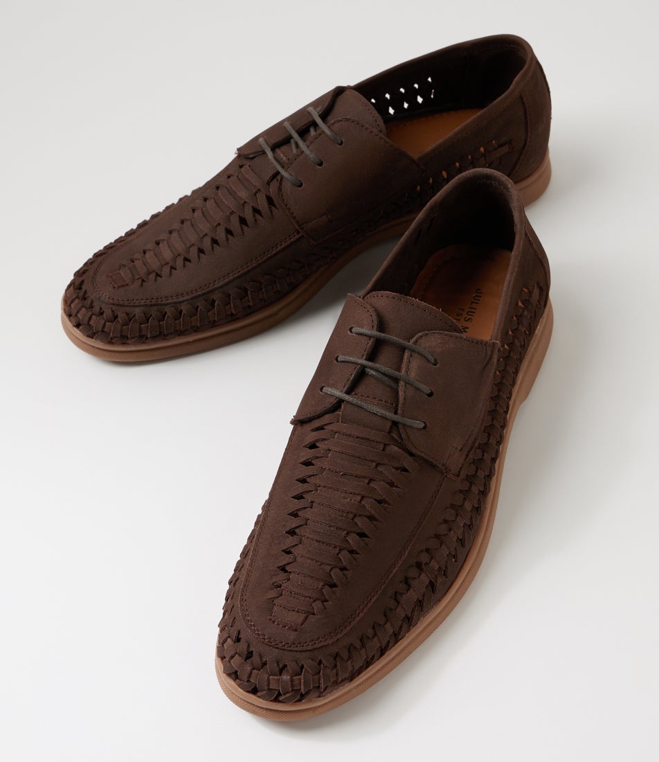 Scorch Brown Suede Nubuck Lace Up Flats