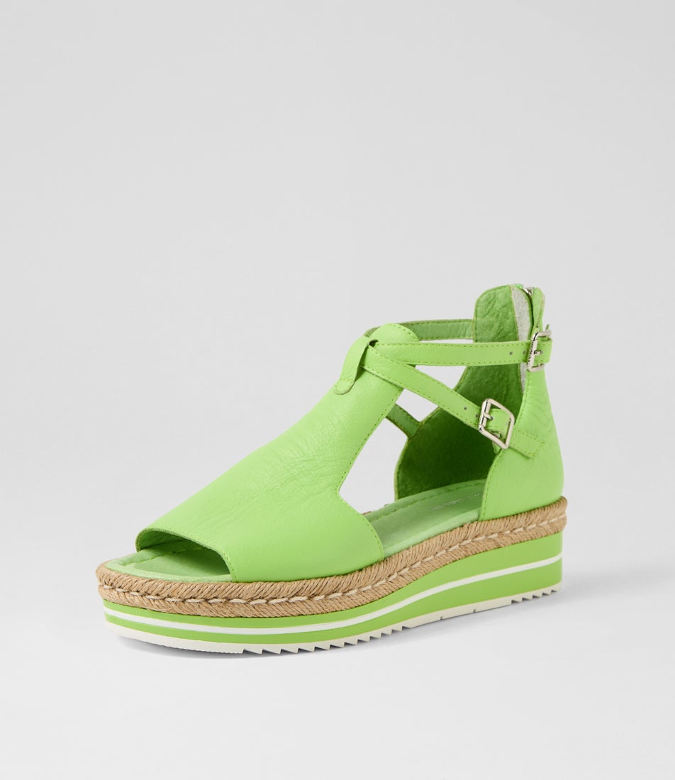 Alexys Light Lime Leather Sandals