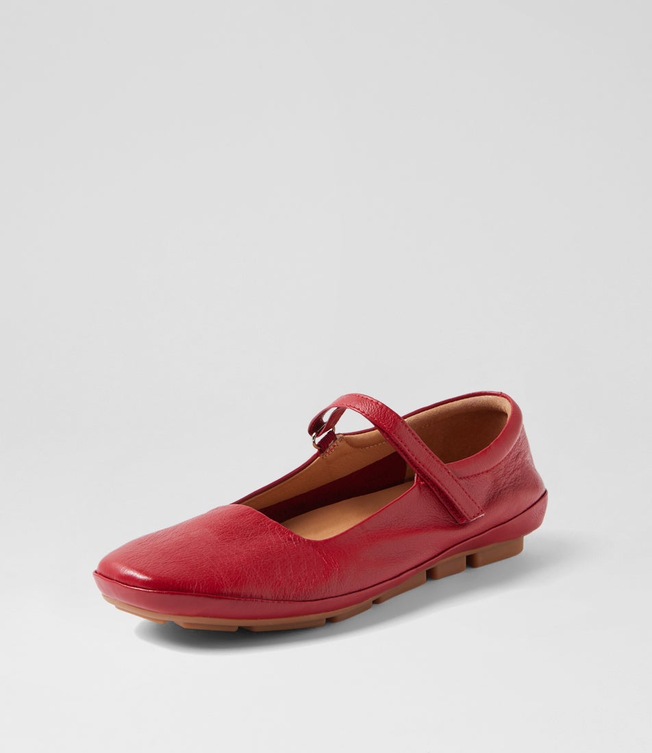 Valuable Dark Red Leather Flats