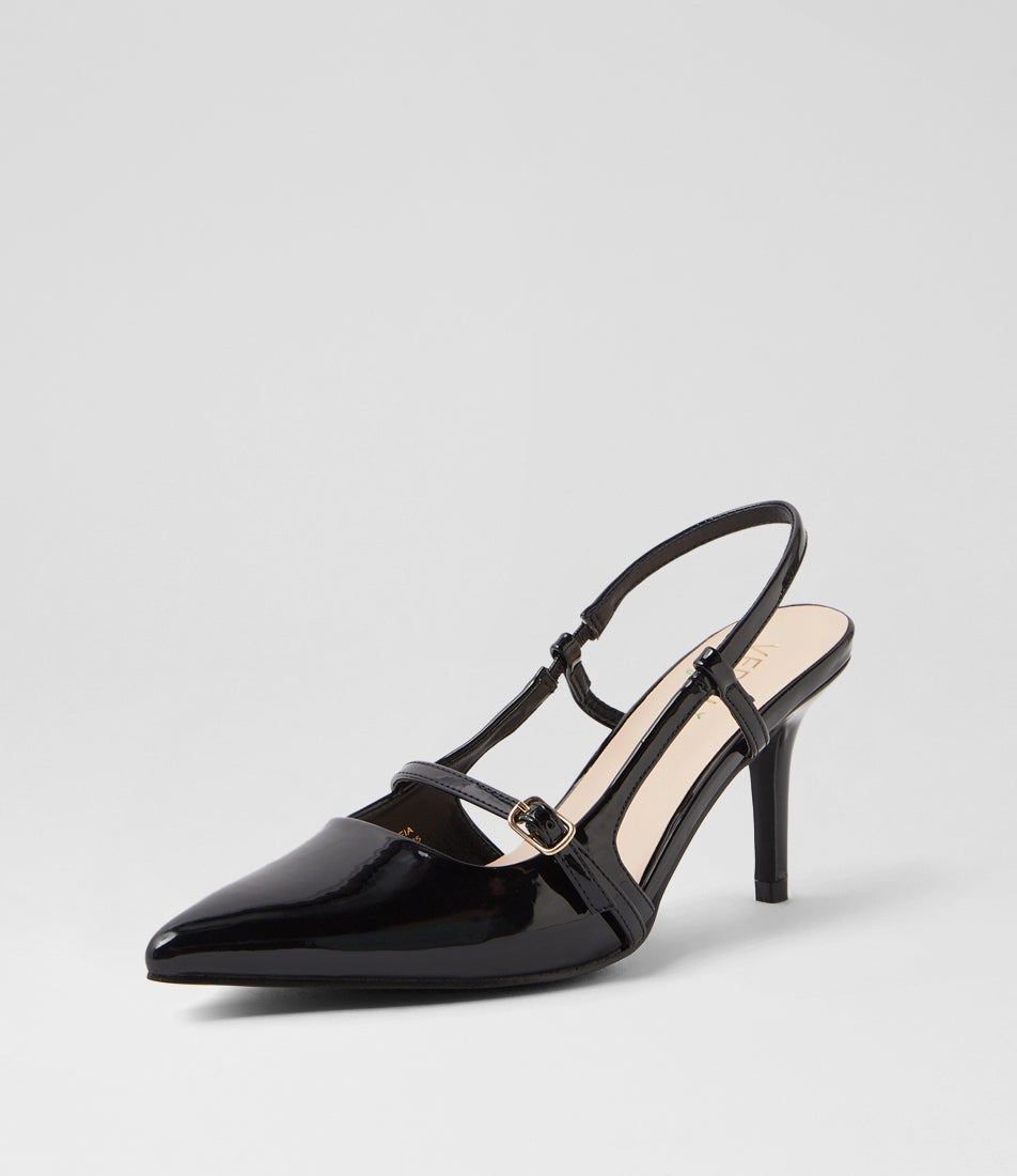 Leia Black Patent Pu Heels