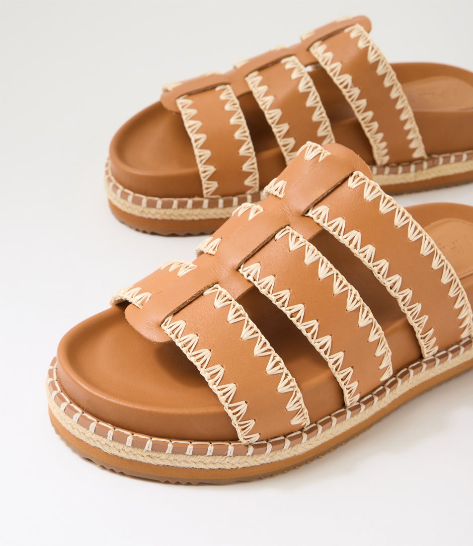 Iva Coconut Tan Leather Slides
