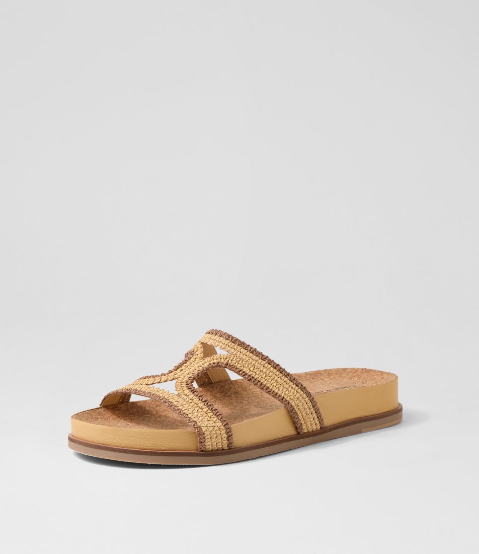 Quinci Natural Coffee Fabric Slides