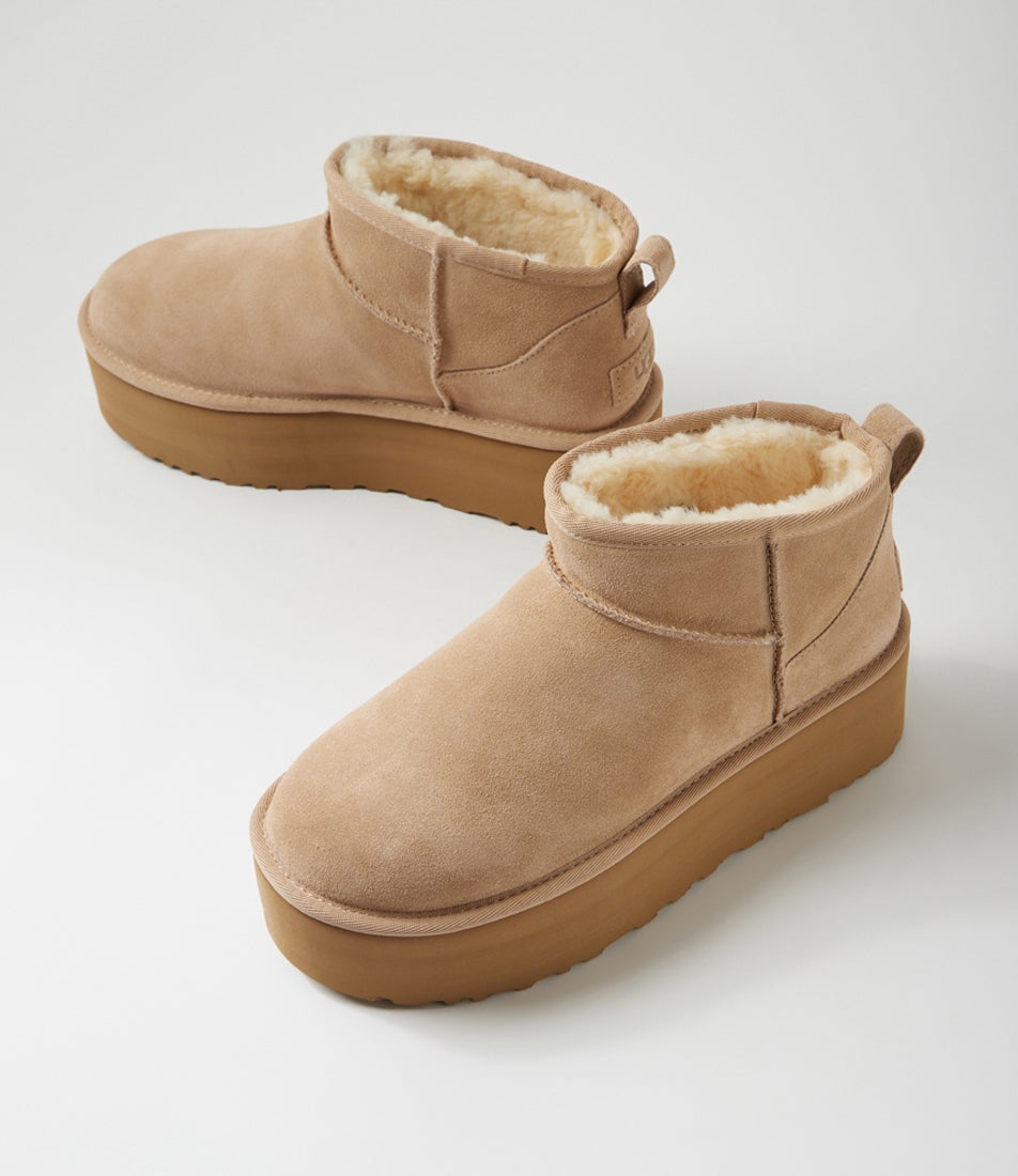 Ultra Mini Platform Sand Suede Ankle Boots